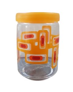 مطربان زجاج أوشن مدور مع غطاء بلاستيك - سعة 600 ملم - لون برتقالي