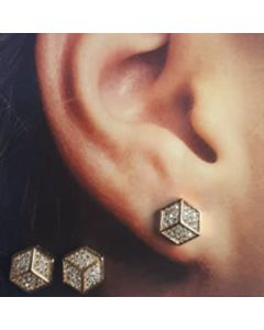 حلق شكل مسدس مرصع بالألماس -  hexagon shaped earring -لون ذهبي