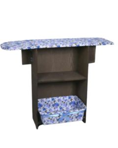 طاولة كوي بقاعدة خزانة - مصنوعة من الخشب - لون بني