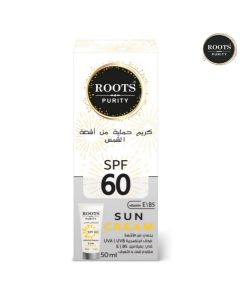 كريم حماية من الشمس للوجه SPF60 لون شفاف - سعة 50 مل -Roots Purity Sun Crame SPF60 من روتس بيورتي