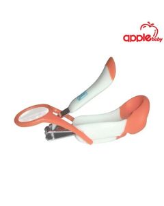 مقلّمة أظافر للأطفال Apple Baby Nail Clipper With Magnifier - White & Orange مع عدسة مكبرة