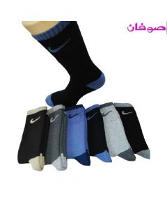 6 أزواج من الجوارب الرجالية ساق نظامي - سميكة بشكير - شعار NIKE - متعددة الألوان - من صوفان