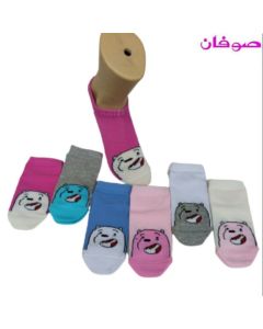 6 أزواج من الجوارب القصيرة البناتية برسمة دب أليف-متعددة الألوان-(سوكيت) Piece 6 Girl Low Cut Cotton Ankle Socks من صوفان