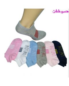 6 أزواج من الجوارب القصيرة البناتية LIVE LOVE-متعددة الألوان- (سوكيت) Piece 6 Girl Low Cut Cotton Ankle Socks من صوفان