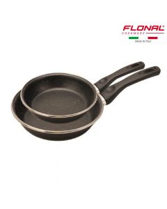 طقم مقلاة عدد 2-لون أسود وفضي -قياس 24/28 سنتيمتر-Flonal Frying Pan- من فلونال