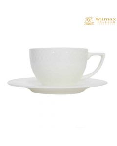 فنجان شاي جوليا مع صحن سعة 240 مل -6 قطع- لون أبيض- wilmax Tea Cup &amp; Saucer Collection Julia WL‑880105 من ويلماكس